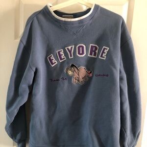 Eeyore Disneyland Sweatshirt Blue Fleece SIZE L Thanks for Nothing